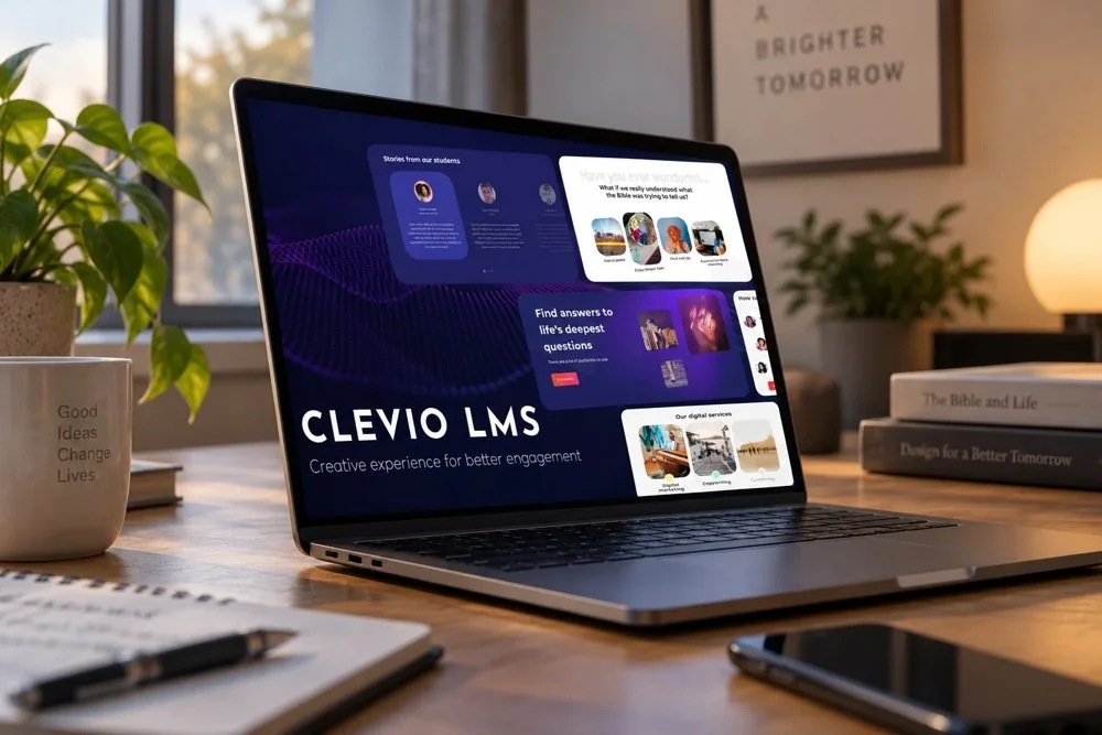 The Clevio learning platform, showing a course and its lessons